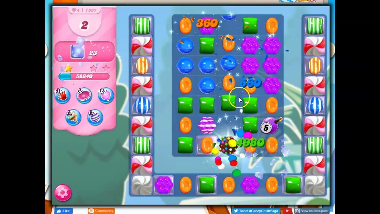 Candy Crush Level 1567 Talkthrough, 13 Moves 0 Boosters