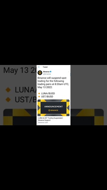 Binance Finally Delisted LUNA and UST #cryptomash #ytshorts #cryptonews #viralvideo2022