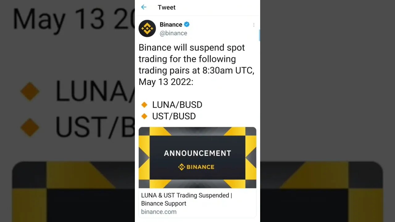 Binance Finally Delisted LUNA and UST #cryptomash #ytshorts #cryptonews #viralvideo2022