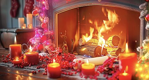 Classic Christmas Hymns Crackling Fire Twinkling Lights
