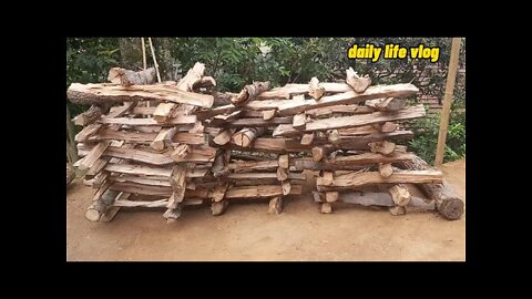 how to chop firewood and dry it | daily life vlog