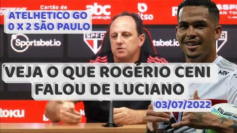 Coletiva do Rogério Ceni no 2x0 em cima do Atlético GO no dia 03/07/2022
