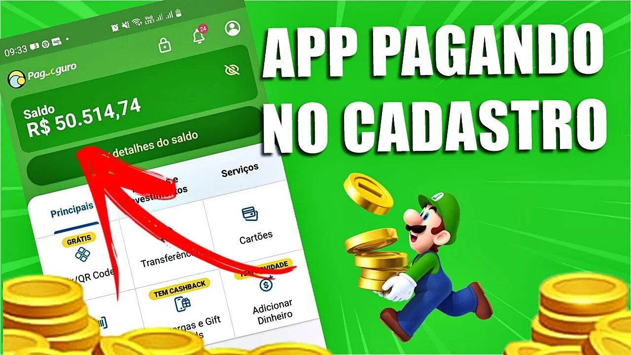 GANHE DINHEIRO NO CADASTRO E JÁ PODE SACAR NA HORA PELO PIX OU PAGBANK (BAIXOU, SACOU NA HORA)