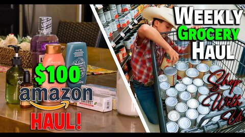 (SAVING BIG!) Amazon Haul!/ $100 Weekly Grocery Haul | Stocking Up The PREPPER PANTRY With Us!