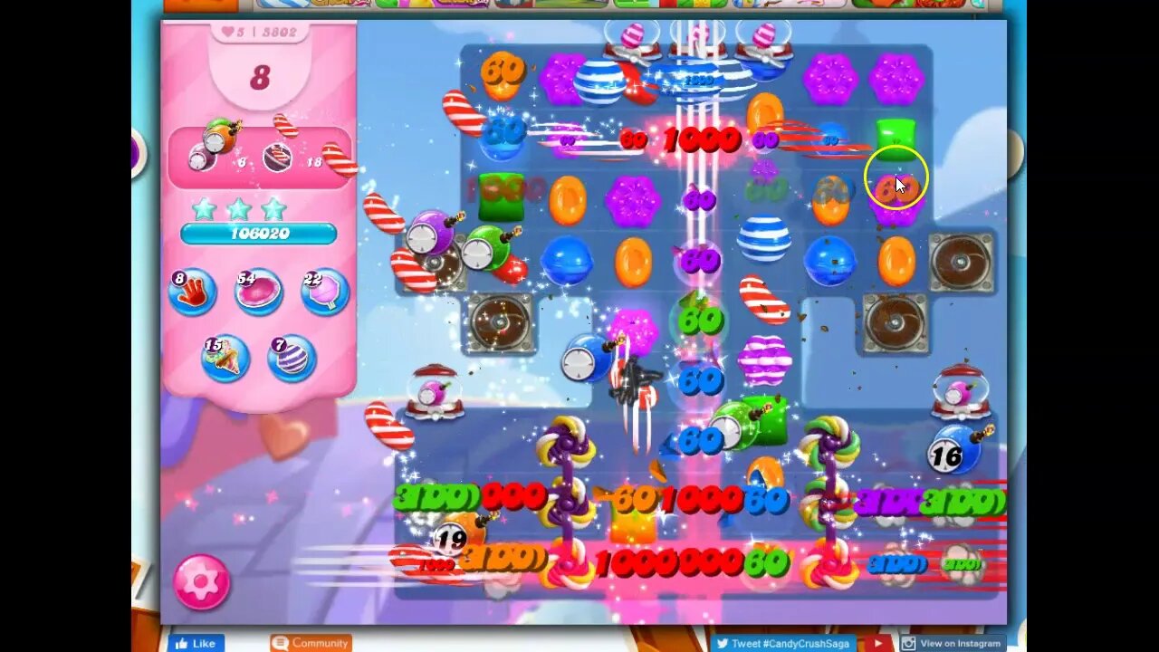 Candy Crush Level 5802 Talkthrough, 20 Moves 0 Boosters