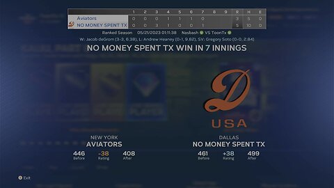NO MONEY SPENT TX (31-19 RECORD) RANKED MLB THE SHOW 23