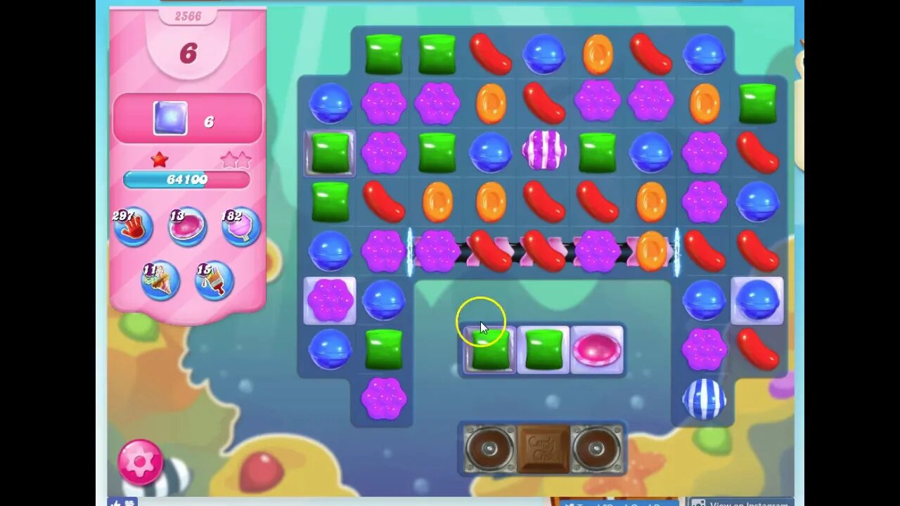 Candy Crush Level 2566 Audio Talkthrough, 2 Stars 0 Boosters