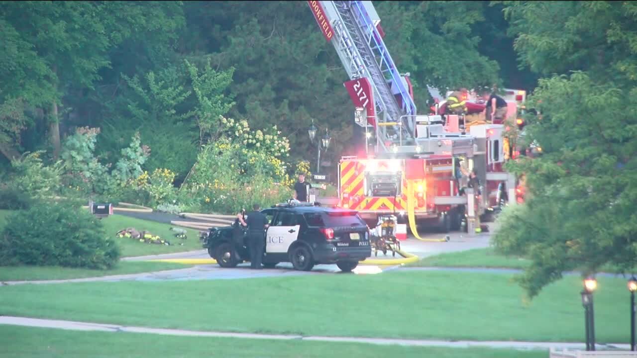 Two dogs rescued from large structure fire in Brookfield, no injuries reported