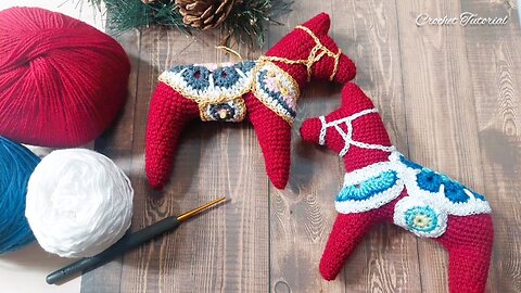 Crochet Dala Horse Christmas Ornament Amigurumi