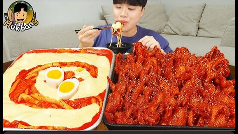 ASMR MUKBANG | Crispy Fried Chicken, Spicy chicken feet, tteokbokki korean food eating sound !