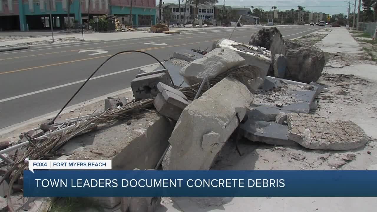 Town Leaders document concrete debris