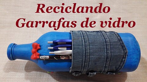 DIY - GARRAFA DECORADA COM JEANS - ARTESANATO COM VIDRO @lucibuzo ​