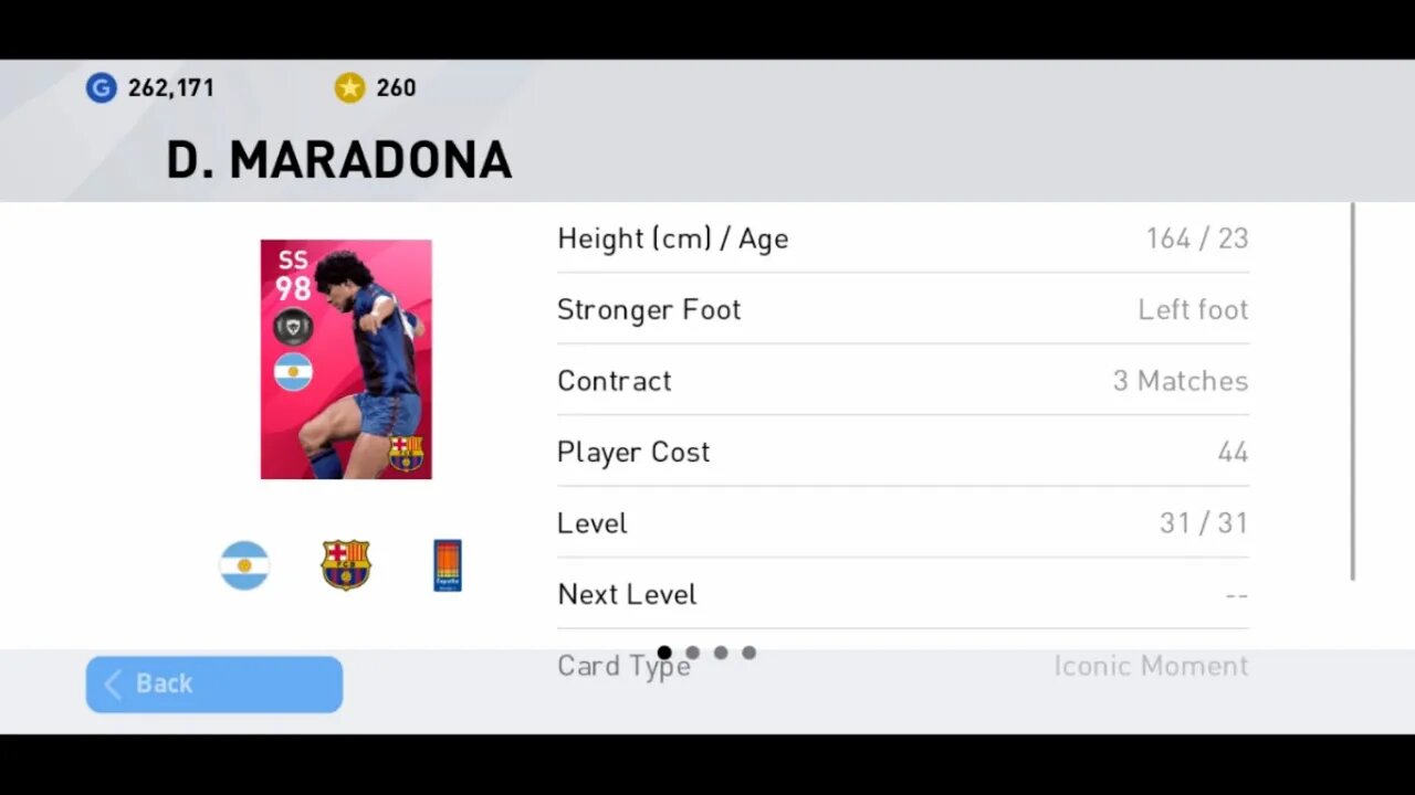 ICONIC Diego Maradona 98 Rated Player Details | PES 20 MOBILE