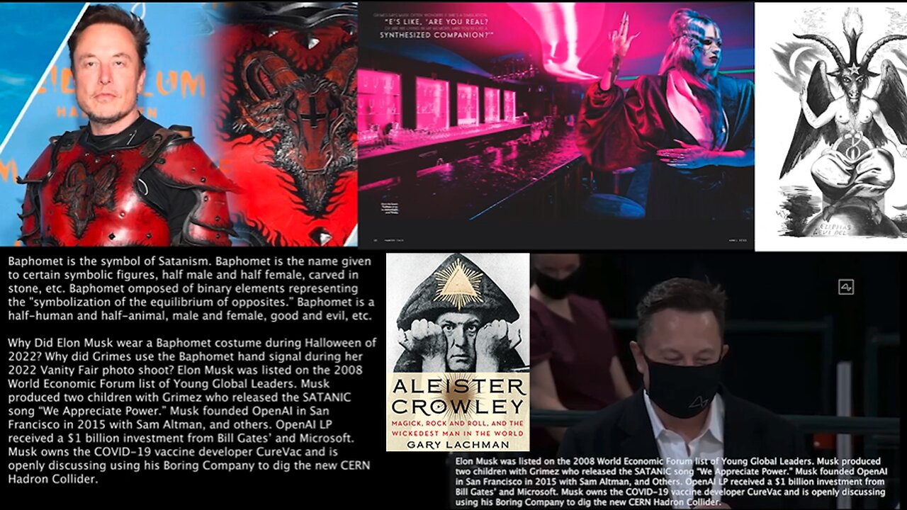 Baphomet | What's the Connection Between Elon Musk, Grimes (Mother of Two of Elon Musk's Children), Artificial Intelligence, Baphomet, Aleister Crowley & Yuval Noah Harari | Why Did Elon Say "With Artificial Intelligence We Are Summonin