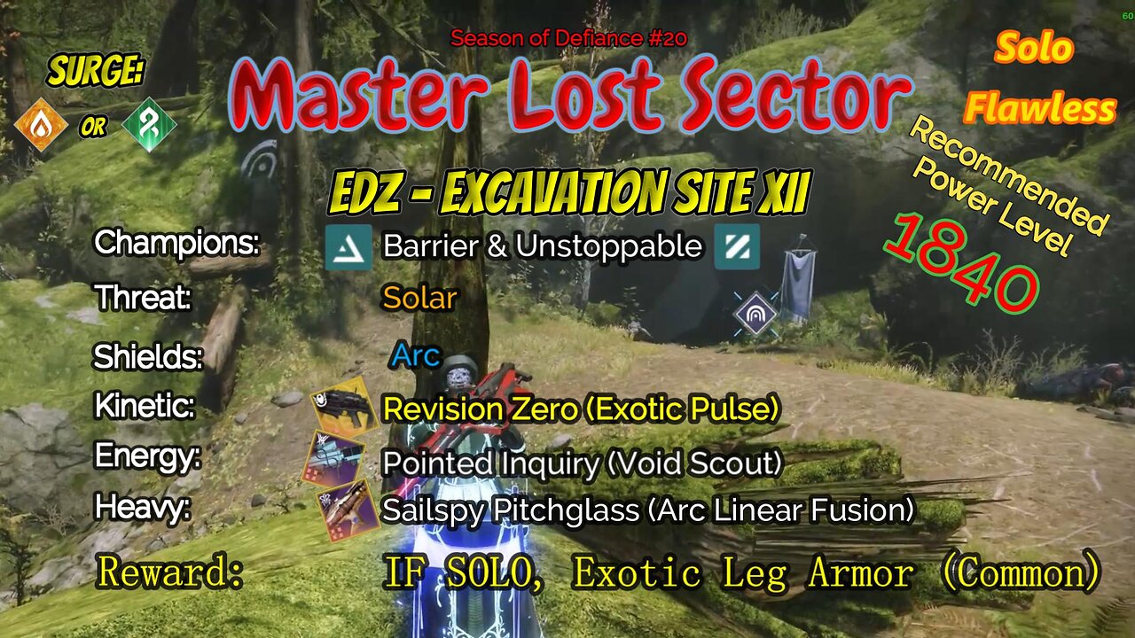 Destiny 2 Master Lost Sector: EDZ - Excavation Site XII on my Solar Hunter 5-8-23