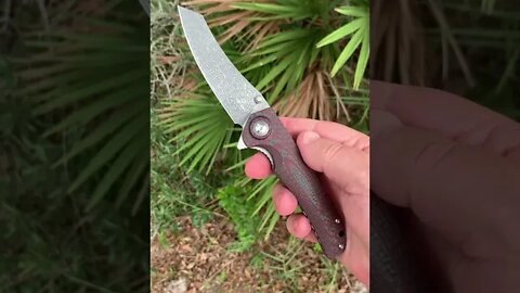 Shieldon Knives Tortank Red G10/CF scales 67 layer Damascus blade