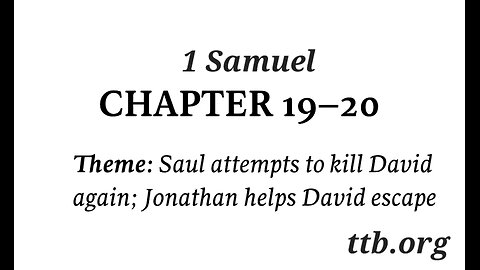 1 Samuel Chapter 19-20 (Bible Study)