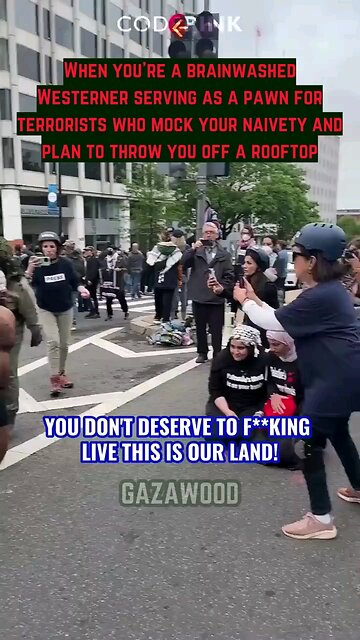 Brainwashed Westerner are terrorists pawns. While they mock you and plan to throw you off a roof