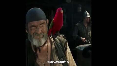 Pirates of the Caribbean: Cotton's Parrot holding two guns!