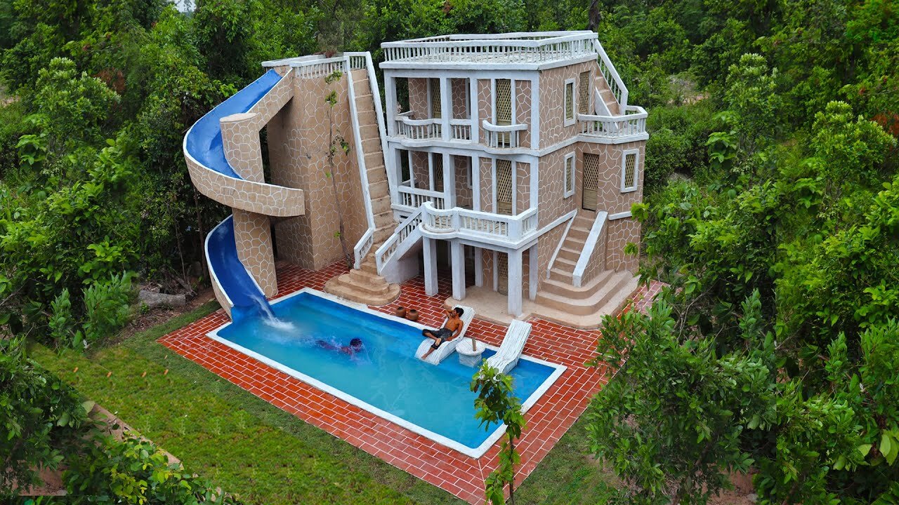 [Full Video] Build Creative Water Slide Park To Underground Swimming Pool & Beautiful Villa House