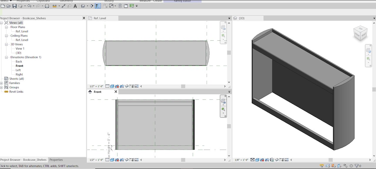 REVIT FAMILY CREATION TUTORIAL - BOOKCASE - PART 5: EDITING SIDE PANELS AND CREATING SUBCATEGORY