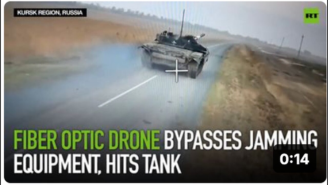 Fiber optic drone bypasses jamming equipment, hits tank