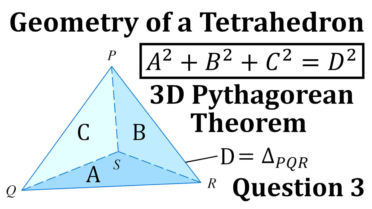 Geometry of a Tetrahedron: Question 3: 3D Pythagorean Theorem