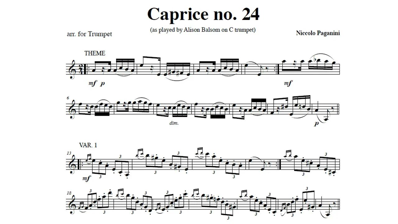 [TRUMPET VIRTUOSO] Niccolo Paganini, Caprice 24 - by Alisson Balsom