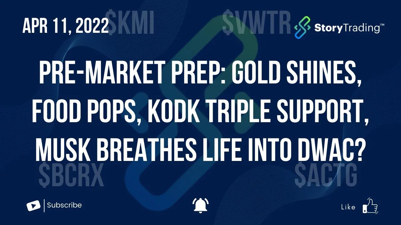 4/11/22 Pre-Market Prep: Gold Shines, Food Pops, KODK Triple Support, Musk Breathes Life into DWAC?