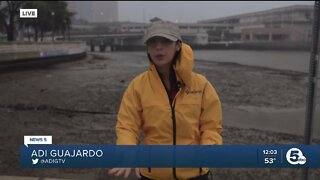 Hurricane Ian winds move river