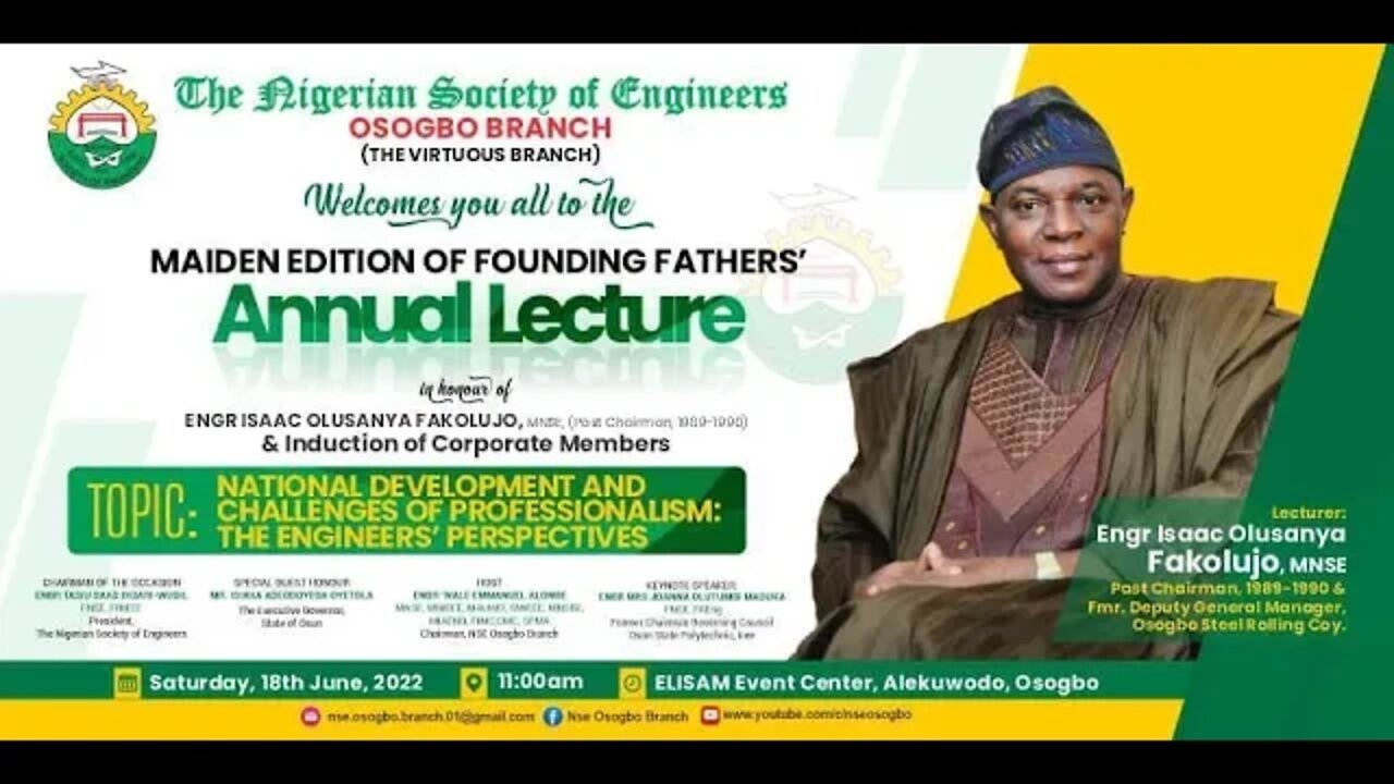 NSE OSOGBO FOUNDING FATHERS' ANNUAL LECTURE