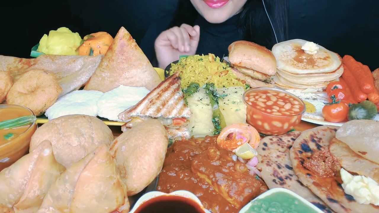 ASMR EATING🔥BREAKFAST MASALA DOSA,SANDWICH,PANCAKE,POHA,ENGLISH BREAKFAST*EATING VIDEOS