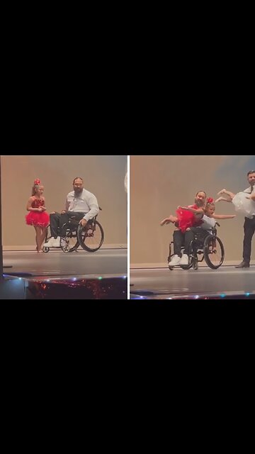 Dad's love shines as he dances with his daughter from a wheelchair