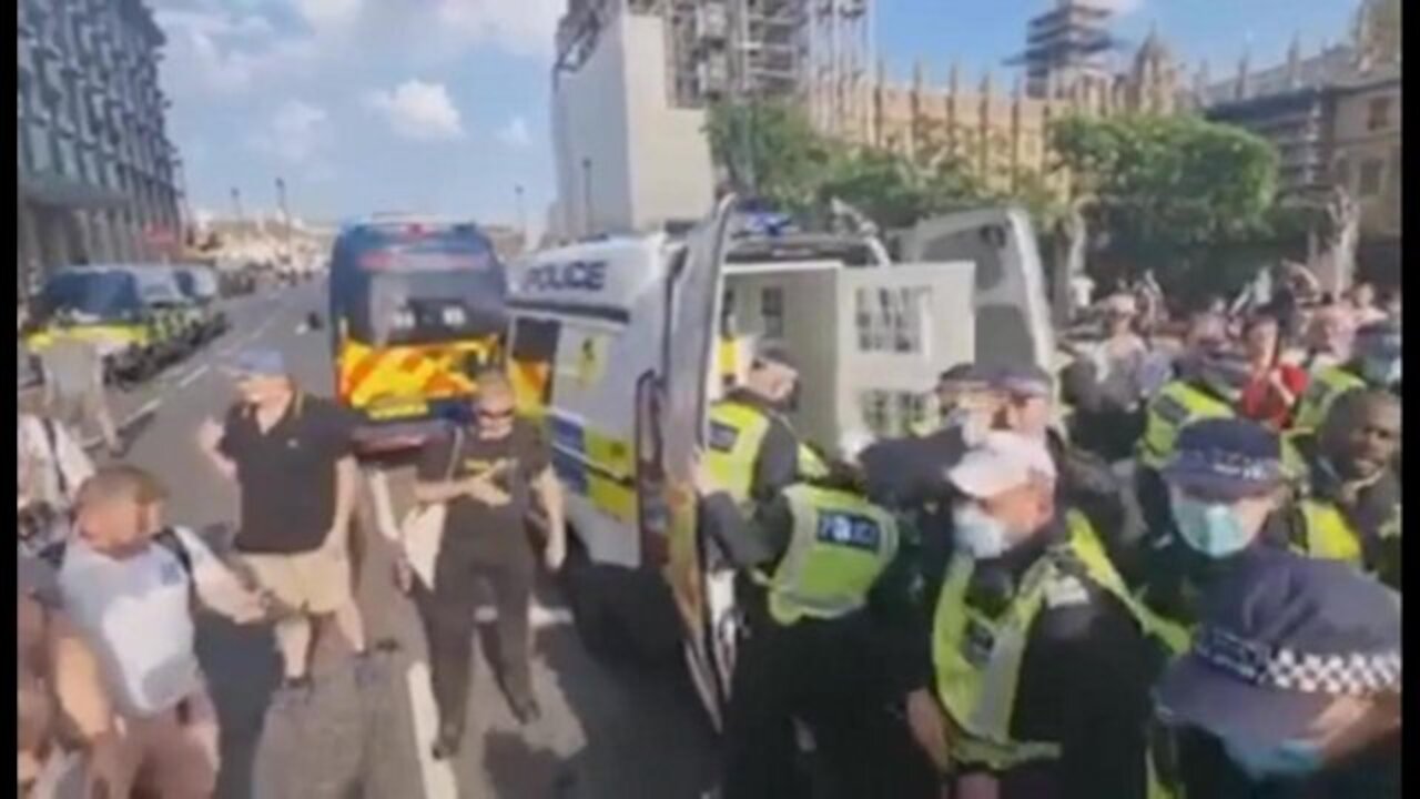 Protest against the lockdowns and the jab in england and around the world, cops go over board