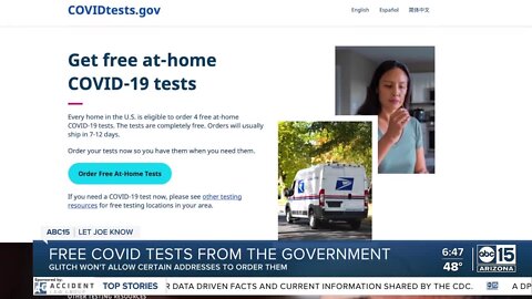 Glitch trying to get free COVID tests from the government