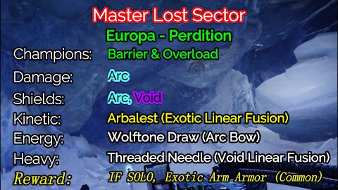 Destiny 2 Master Lost Sector: Perdition 1-3-22