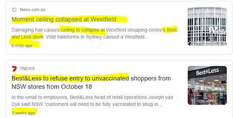 Best&Less Roof Collapses as "Double Vaccinated" Shoppers Scramble To Safety!