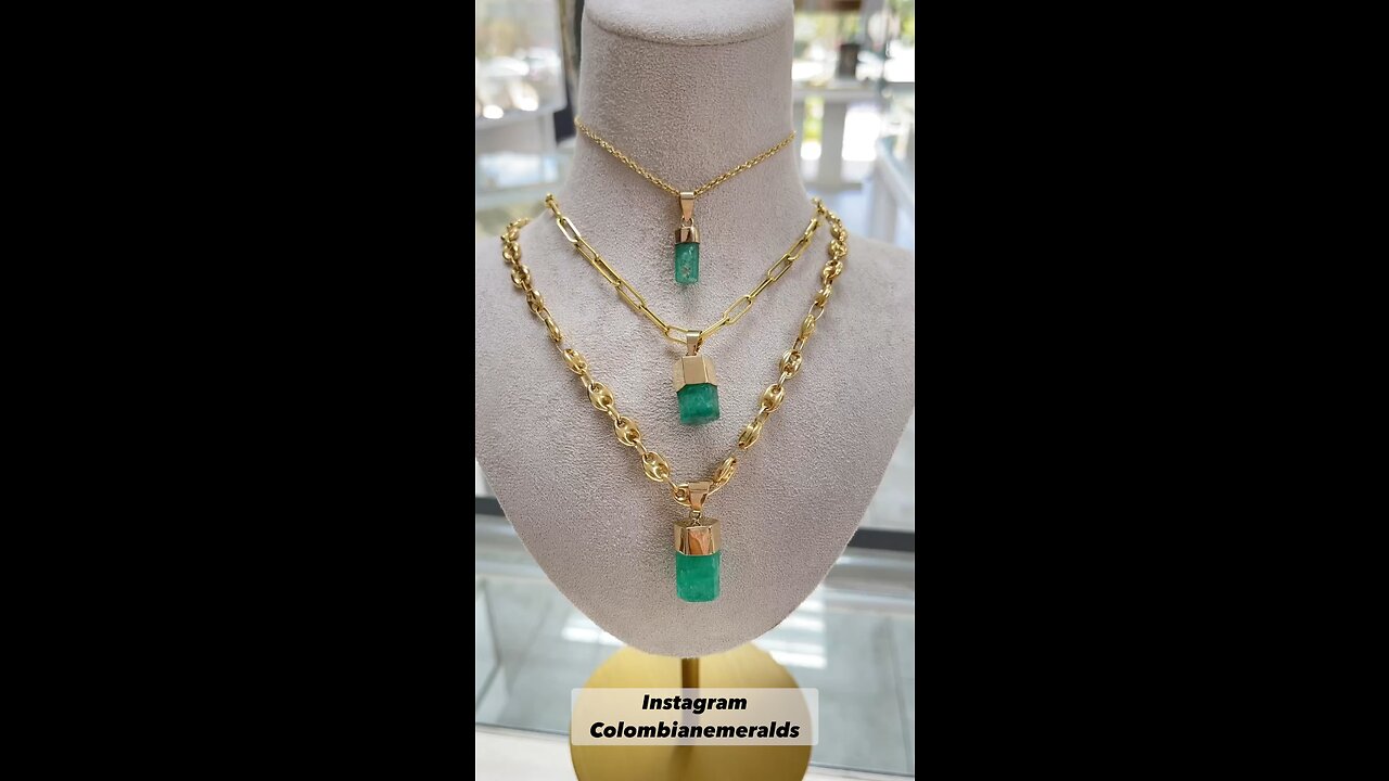 Glowing 100% Genuine uncut Colombian Emerald Raw terminated Gemstone Necklaces