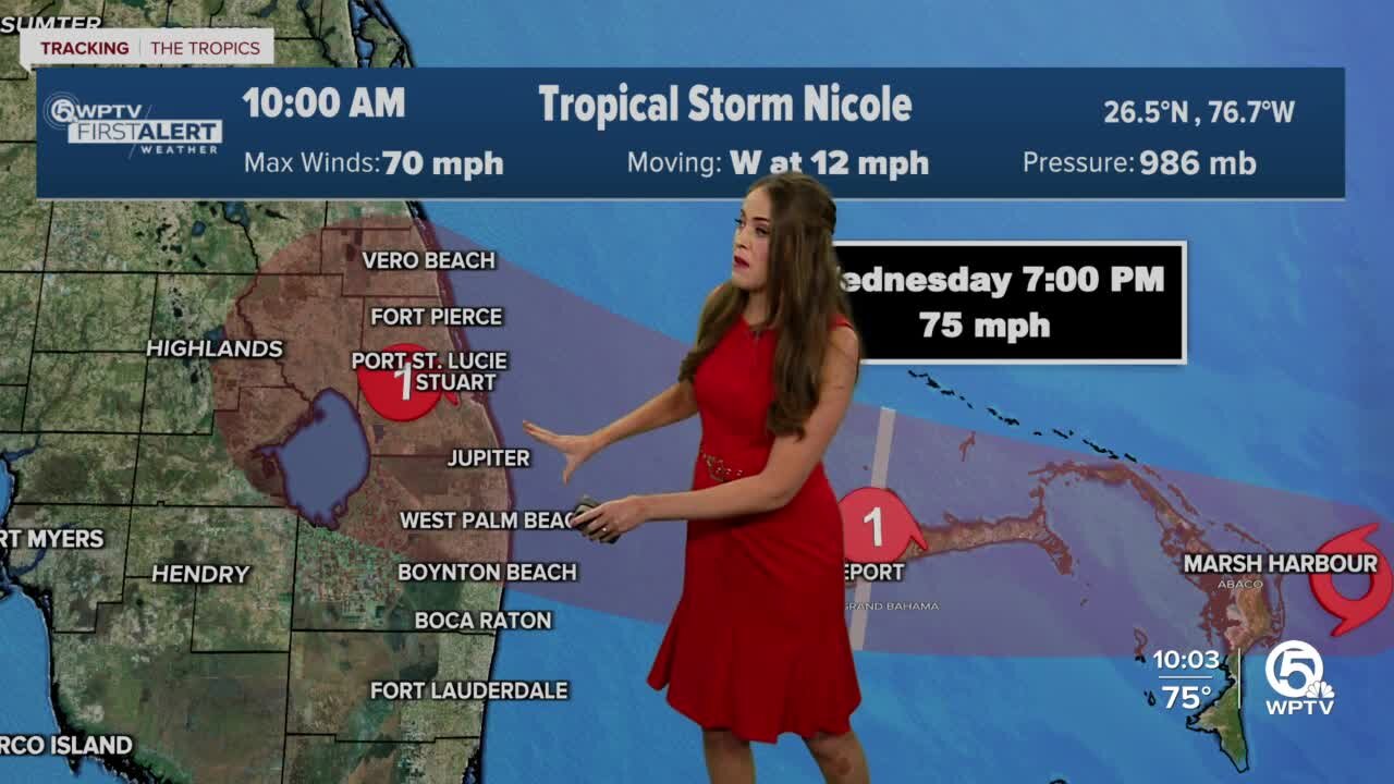 Tropical Storm Nicole forecast, 10 a.m. on Nov. 9, 2022