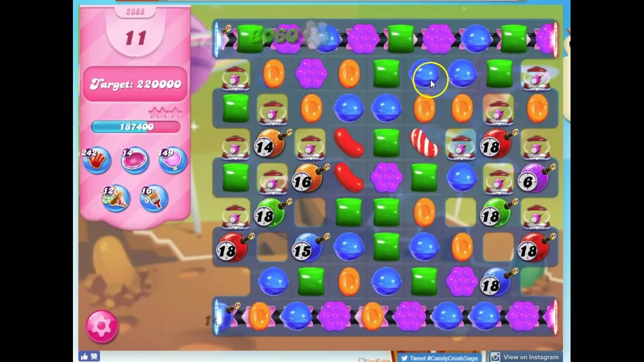 Candy Crush Level 2388 Audio Talkthrough, 3 Stars 0 Boosters