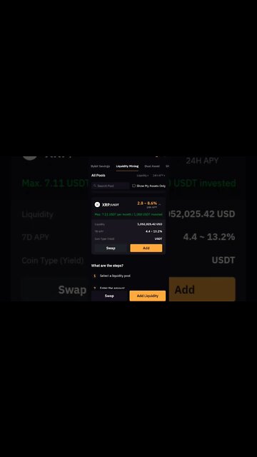 XRP BYBIT LIQUIDITY MINING #liquiditymining #yieldfarming #cryptoinvesting #xrp #stakingrewards