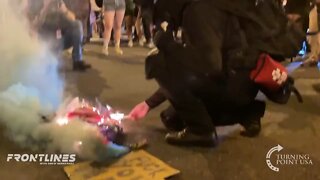 Antifa Burning American Flag in DC