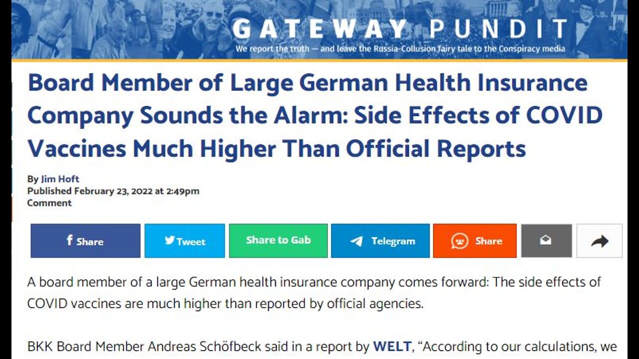 Large German Health Insurance Company Sounding Alarm On Vaccine Side Effects