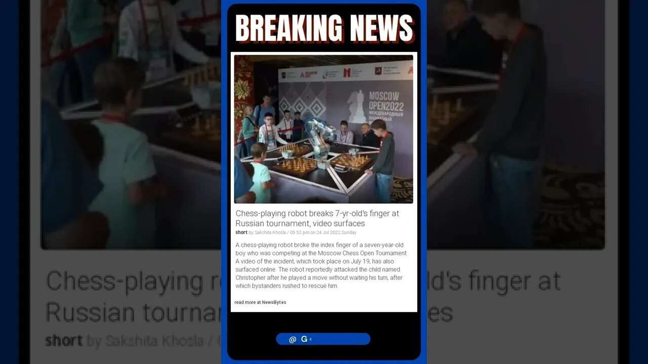 Chess-playing robot breaks 7-yr-old's finger at Russian tournament, video surfaces #shorts #news