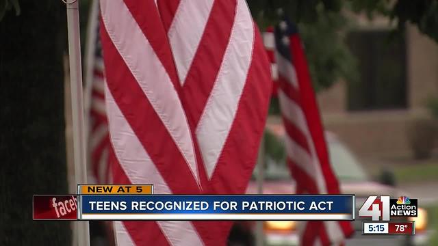 Raymore teens pull over to pick up fallen flag