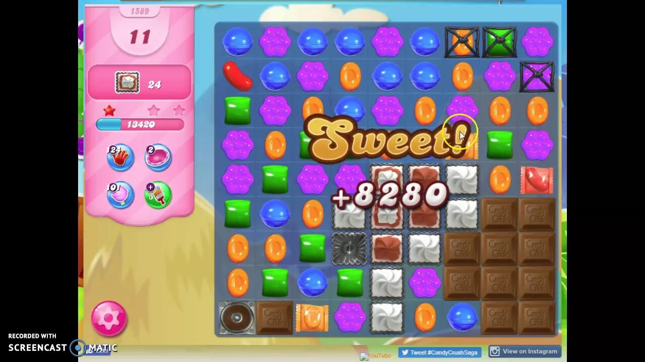 Candy Crush Level 1589 Audio Talkthrough, 1 Star 0 Boosters
