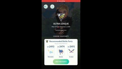 Pokemon Go Go Battle League March 29, 2022 Ultra League Ninetales, Crobat and Zacian