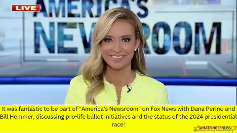 It was fantastic to be part of "America's Newsroom" on Fox News with Dana Perino and Bill Hemmer