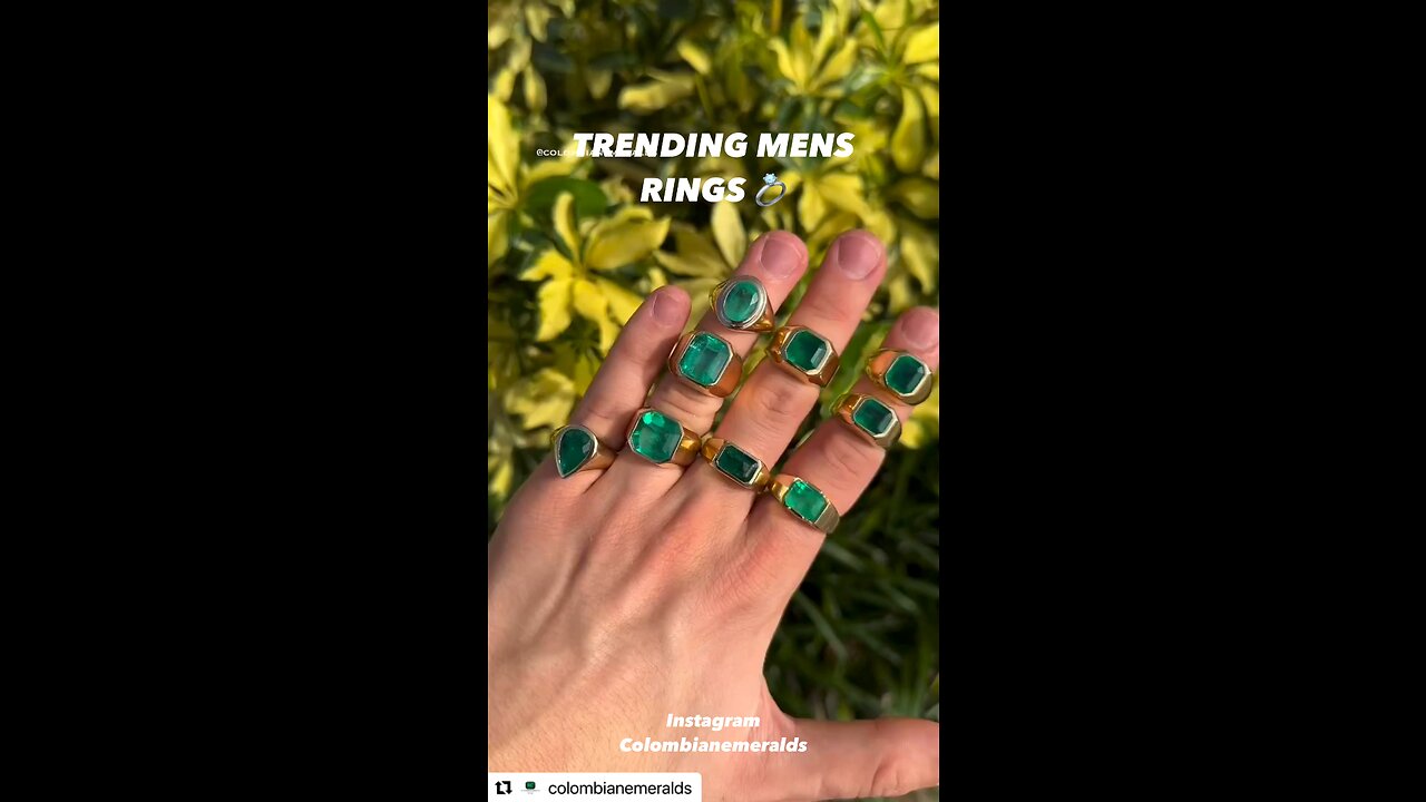 Popular trending Men’s emerald gold jewelry ring gift ideas for him and her 💎