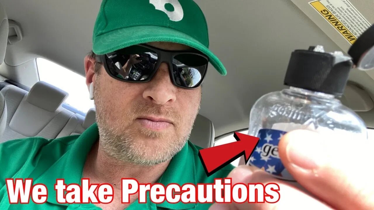 Delivery drivers sanitize for your protection- hand Sanitizer and Clorox wipes